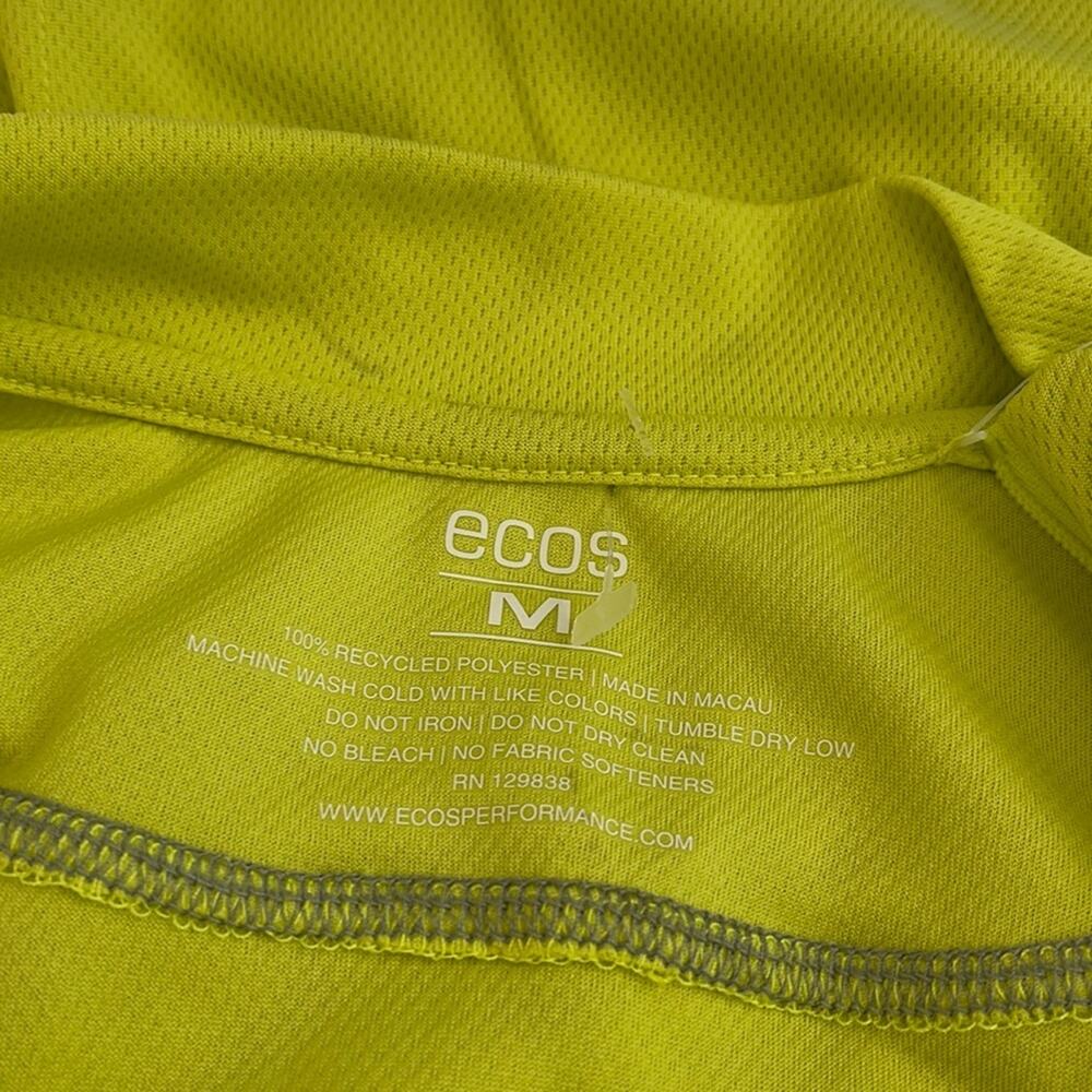 ecos Performance Wear Short Sleeve  T-Shirt Green Zipper Pockets Size  M NWT - Picture 7 of 9